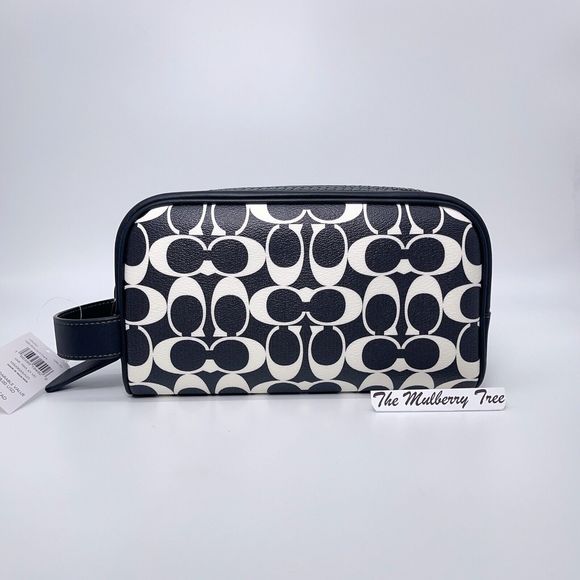 Coach CP202 Small Travel Kit In Signature Canvas Black Chalk Signature NWT $178 - Picture 1 of 9